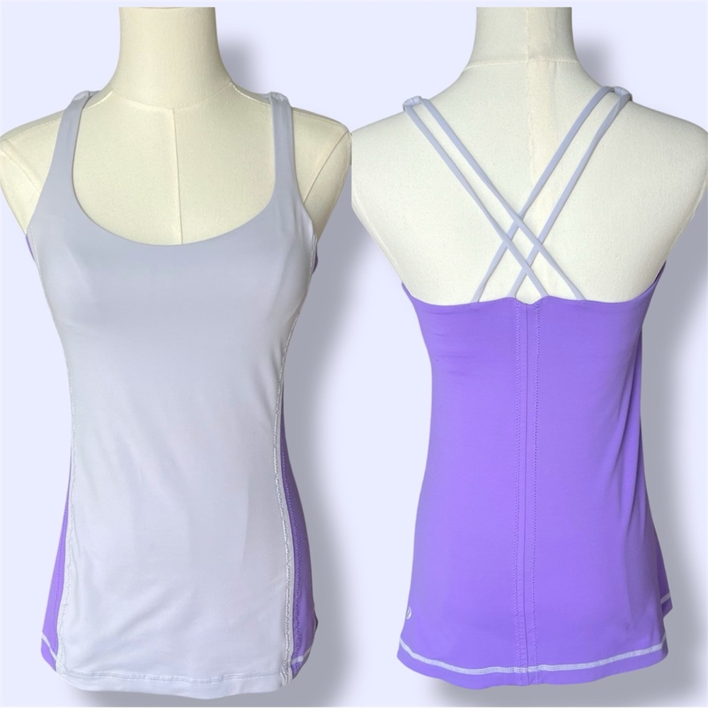 Lululemon Free To Be Tank in Color: Cool Breeze / Power Purple